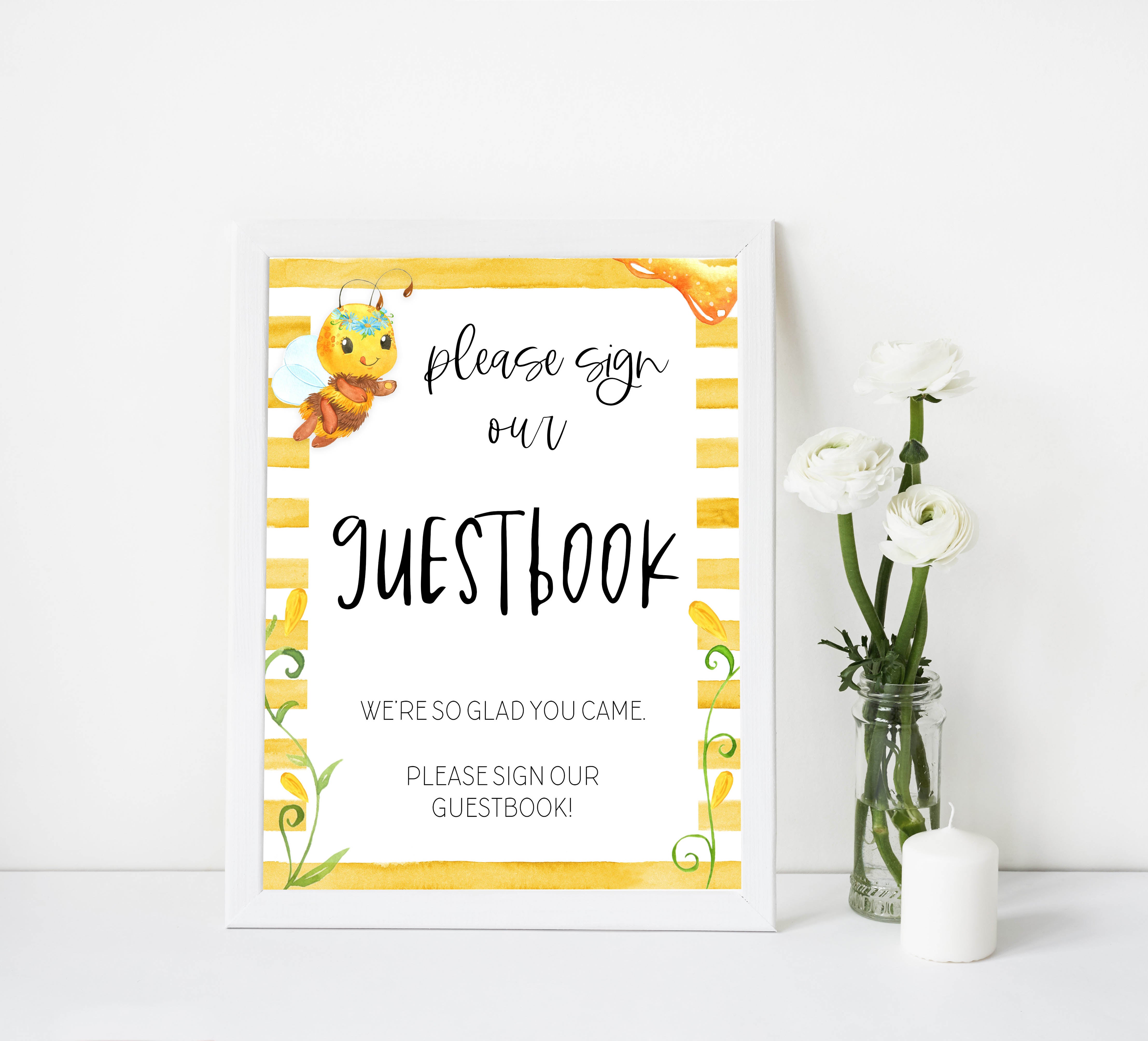 guestbook baby table sign, guestbook baby sign, Mommy to bee baby decor, printable baby table signs, printable baby decor, mommy bee table signs, fun baby signs, mummy bee fun baby table signs
