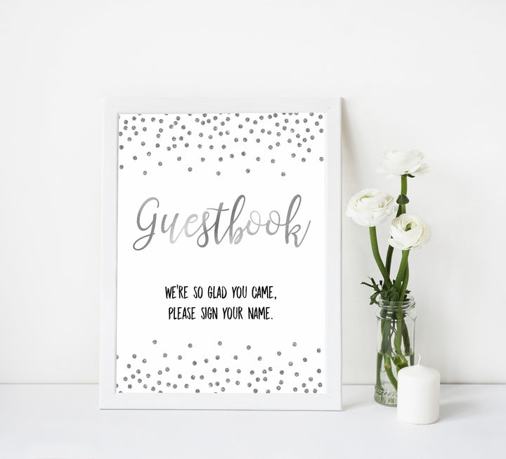 Guestbook baby sign, guestbook baby table signs, Baby silver glitter baby decor, printable baby table signs, printable baby decor, baby silver glitter table signs, fun baby signs, baby silver fun baby table signs