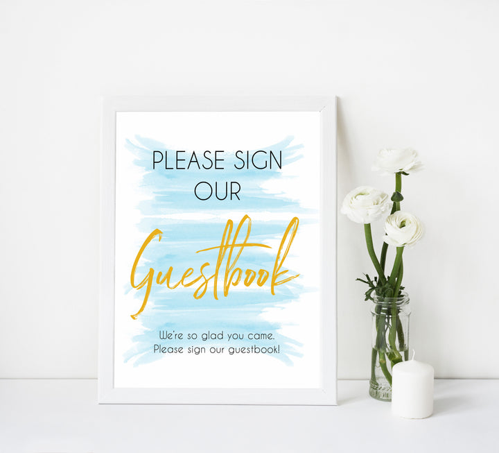 blue swash baby shower decor, printable baby decor, baby shower guestbook sign, baby decor, fun baby shower ideas