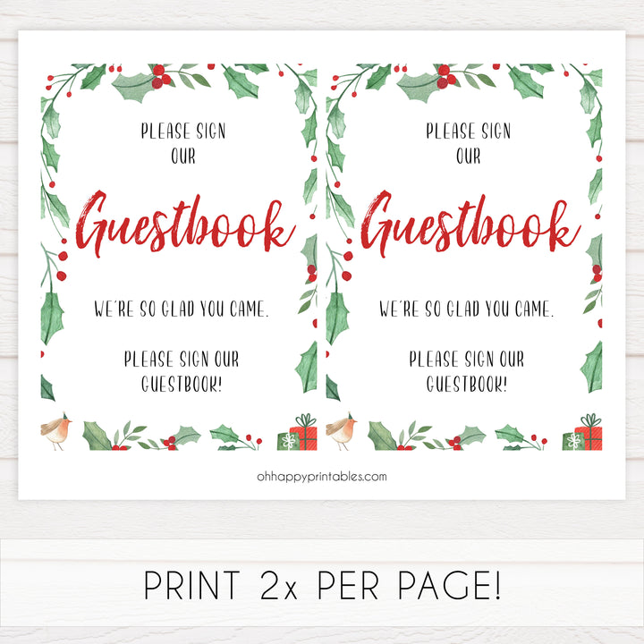Christmas baby shower signs, guestbook baby shower sign, baby shower decor, printable baby signs, baby decor, festive baby shower