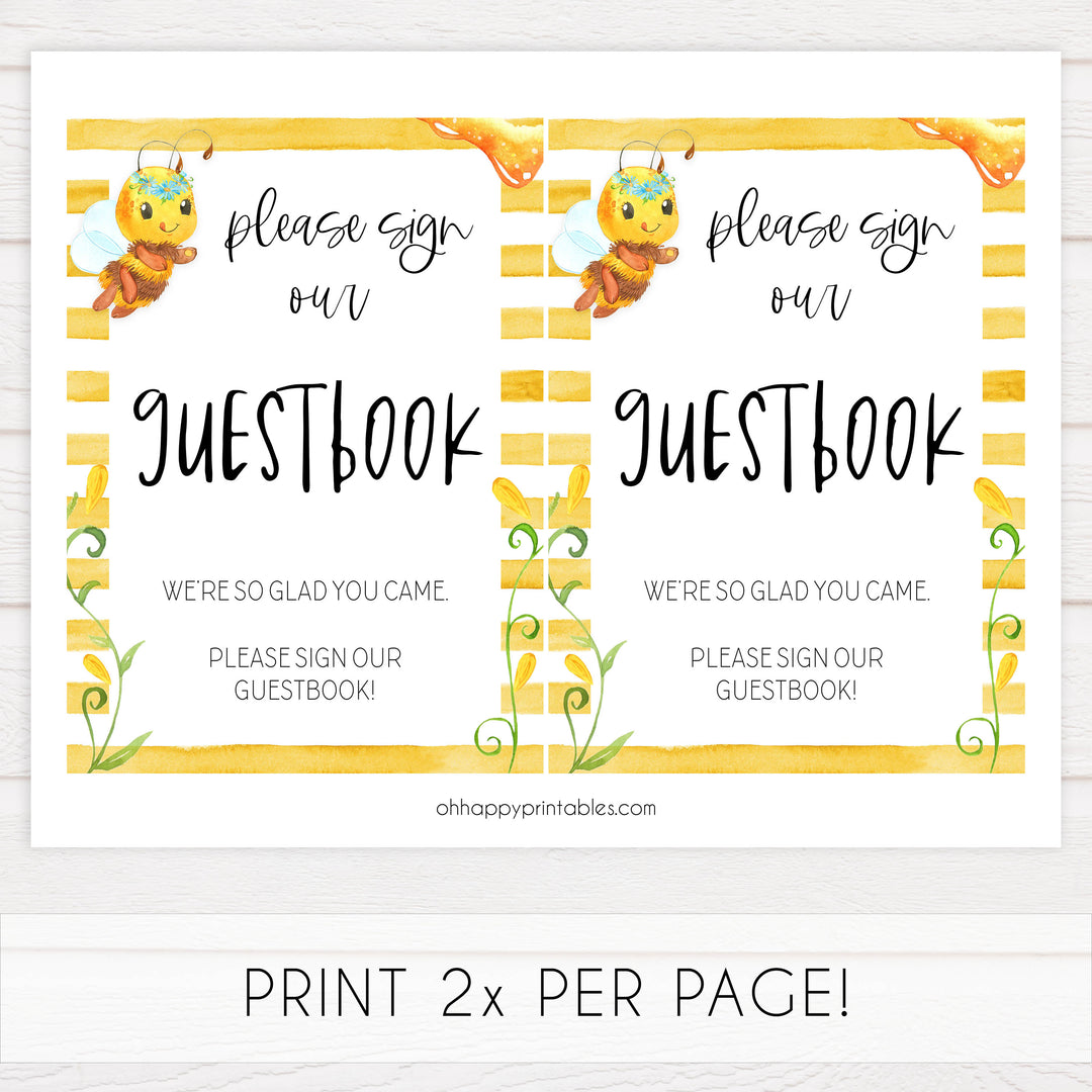 guestbook baby table sign, guestbook baby sign, Mommy to bee baby decor, printable baby table signs, printable baby decor, mommy bee table signs, fun baby signs, mummy bee fun baby table signs