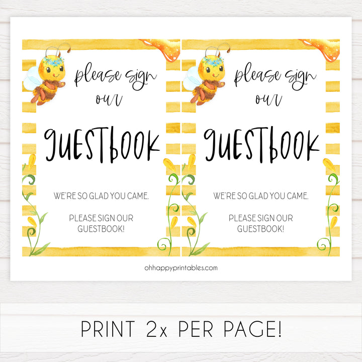 guestbook baby table sign, guestbook baby sign, Mommy to bee baby decor, printable baby table signs, printable baby decor, mommy bee table signs, fun baby signs, mummy bee fun baby table signs