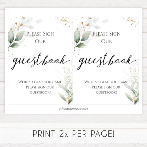 Gold green leaf baby signs, baby signs bundle, printable baby shower decor, fun baby signs, top baby games to play, gold leaf baby shower decor, greenery baby shower ideas