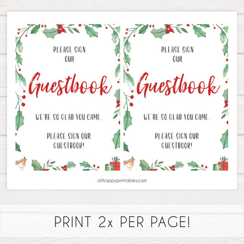 Christmas baby shower signs, guestbook baby shower sign, baby shower decor, printable baby signs, baby decor, festive baby shower