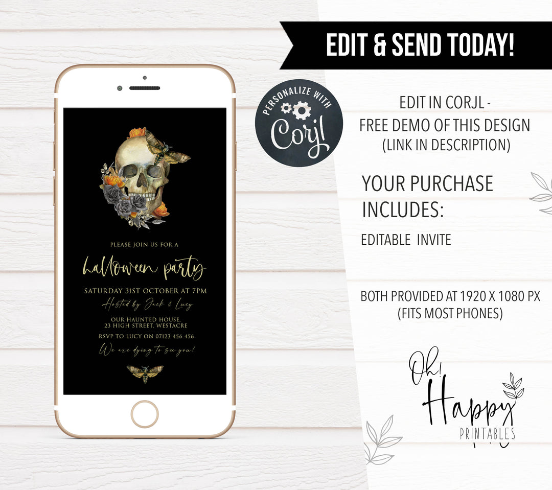halloween invitations, editable halloween invitations, printable halloween invitations, spooky halloween invitations
