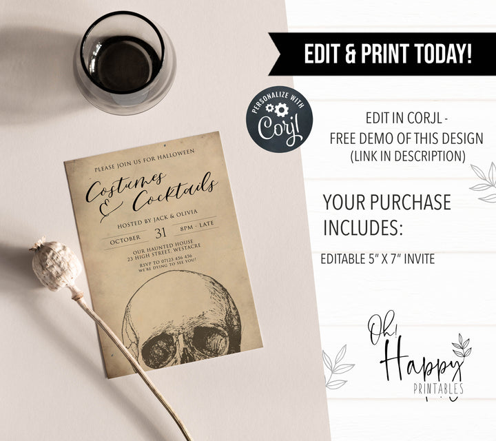 halloween invitations, editable halloween invitations, printable halloween invitations, spooky halloween invitations