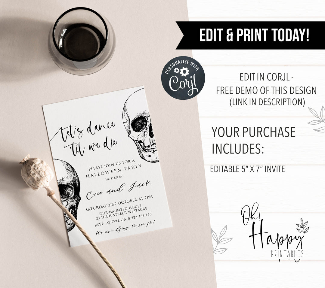 halloween invitations, editable halloween invitations, printable halloween invitations, spooky halloween invitations