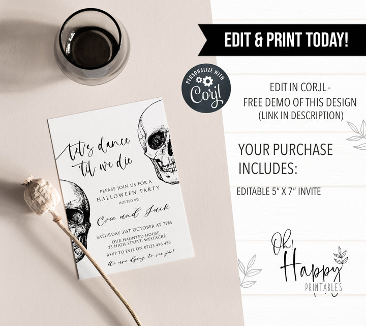 halloween invitations, editable halloween invitations, printable halloween invitations, spooky halloween invitations