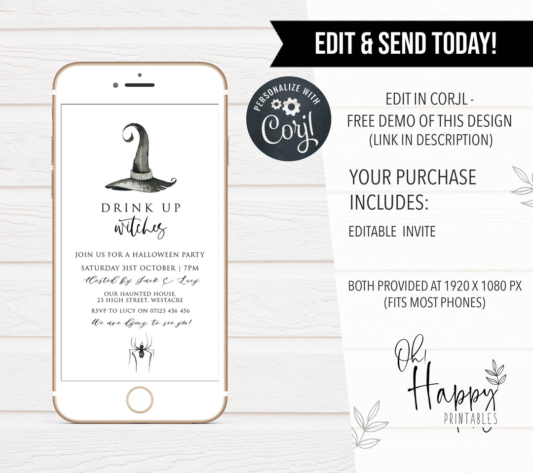 halloween invitations, editable halloween invitations, printable halloween invitations, spooky halloween invitations