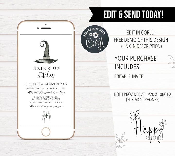 halloween invitations, editable halloween invitations, printable halloween invitations, spooky halloween invitations