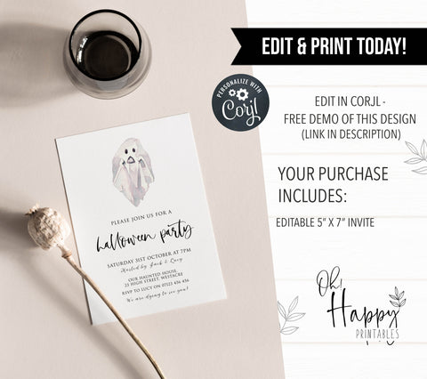 halloween invitations, editable halloween invitations, printable halloween invitations, spooky halloween invitations