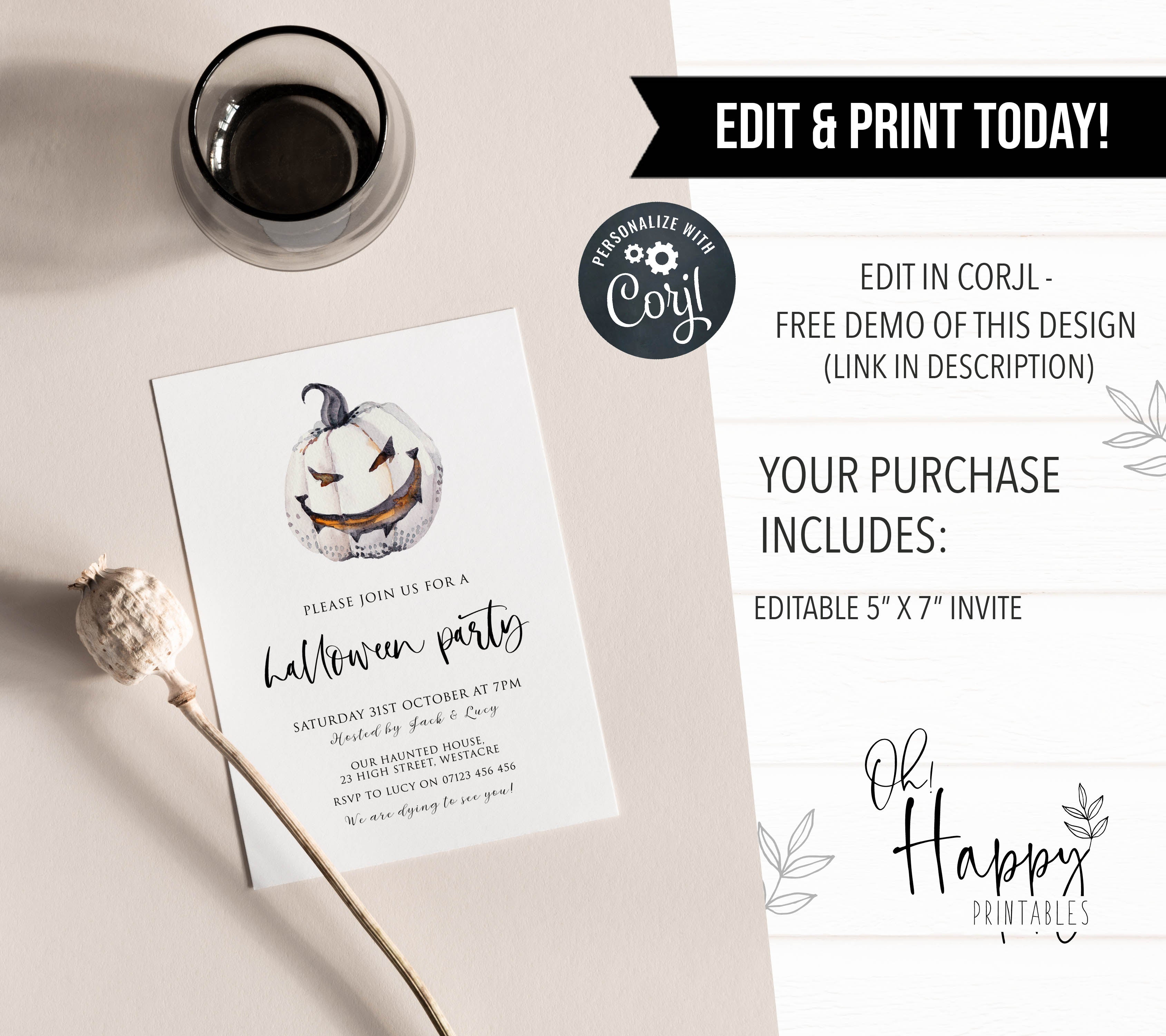 halloween invitations, editable halloween invitations, printable halloween invitations, spooky halloween invitations