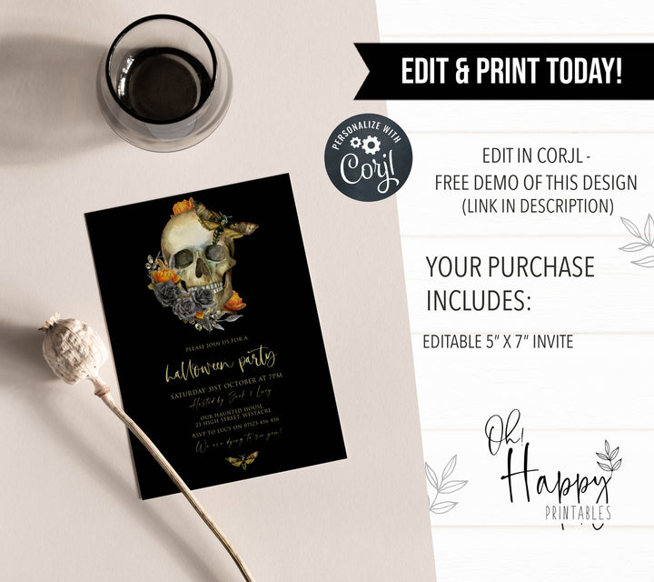 halloween invitations, editable halloween invitations, printable halloween invitations, spooky halloween invitations