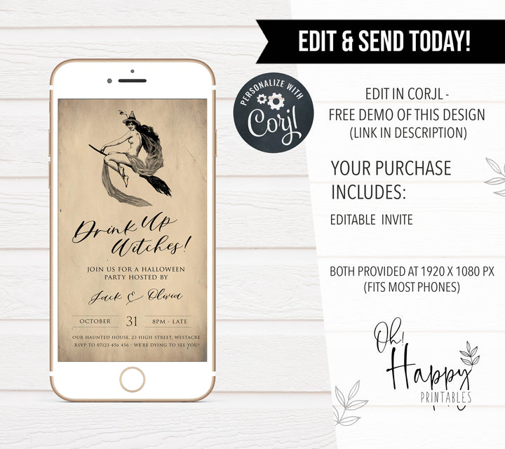 halloween invitations, editable halloween invitations, printable halloween invitations, spooky halloween invitations