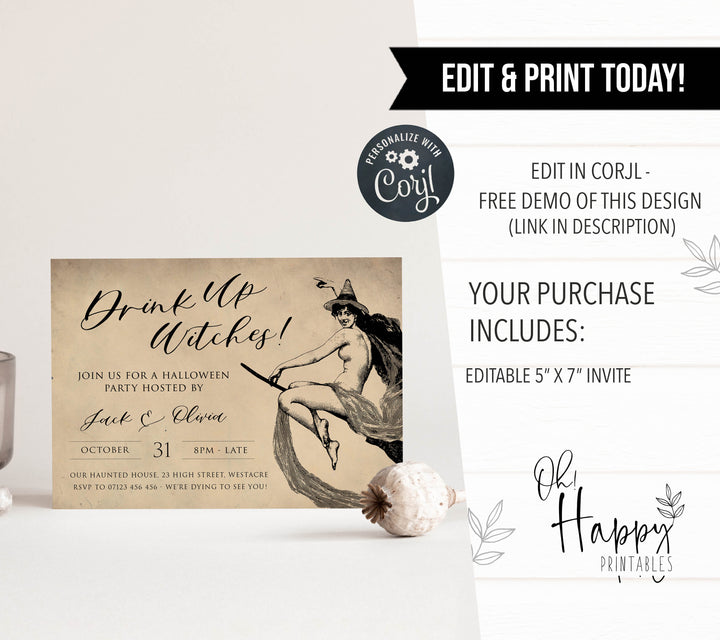 halloween invitations, editable halloween invitations, printable halloween invitations, spooky halloween invitations