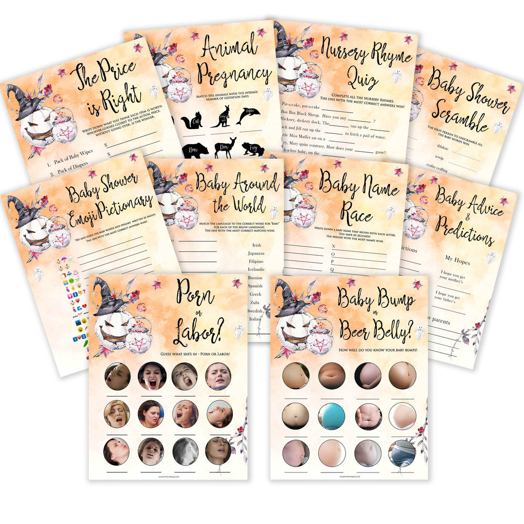 Halloween pumpkin baby games, 10 baby shower games bundle baby games, printable baby games, best baby games, top baby games halloween baby shower, halloween baby ideas, best baby games