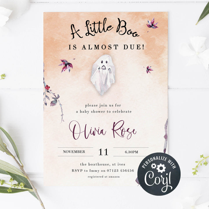 editable halloween pumpkin baby shower invitations, printable halloween baby shower invitations, halloween baby shower theme