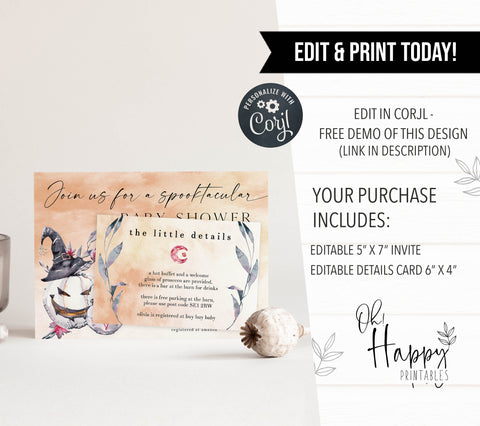 spooktacular baby shower invitation, editable halloween pumpkin baby shower invitations, printable halloween baby shower invitations, halloween baby shower theme