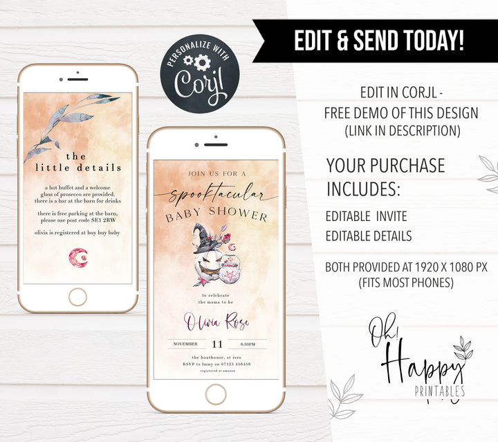 spooktacular baby shower invitations, editable halloween pumpkin baby shower invitations, printable halloween baby shower invitations, halloween baby shower theme