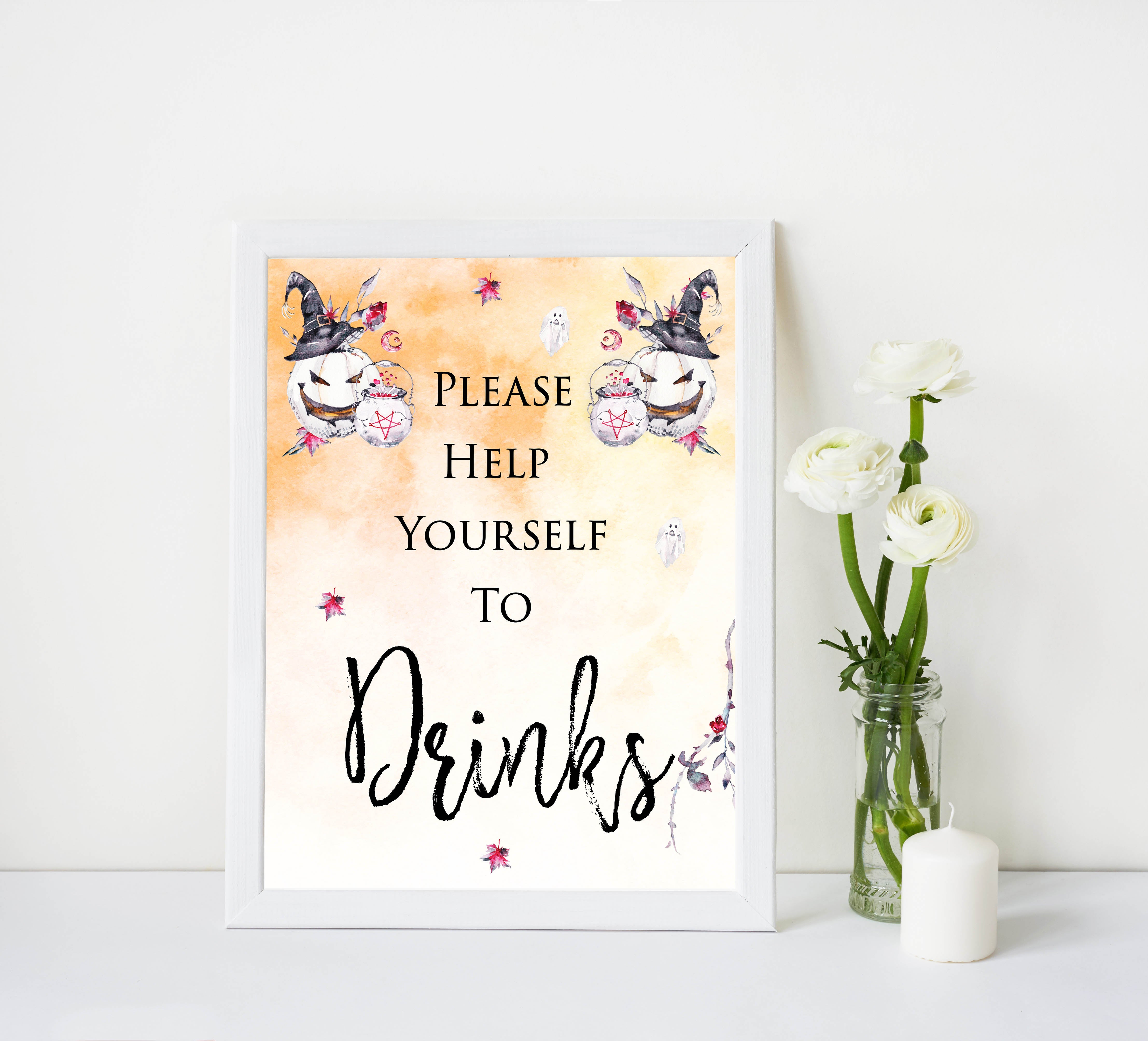 drinks baby shower table signs, halloween baby shower table signs, printable baby shower table signs, baby shower signs, table signs, halloween baby shower