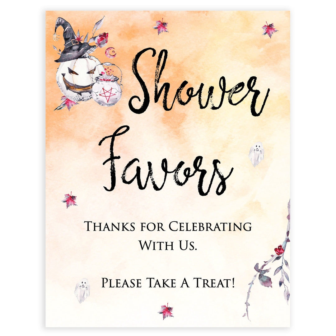 favors baby shower table sign, halloween baby shower table signs, printable baby shower table signs, baby shower signs, table signs, halloween baby shower