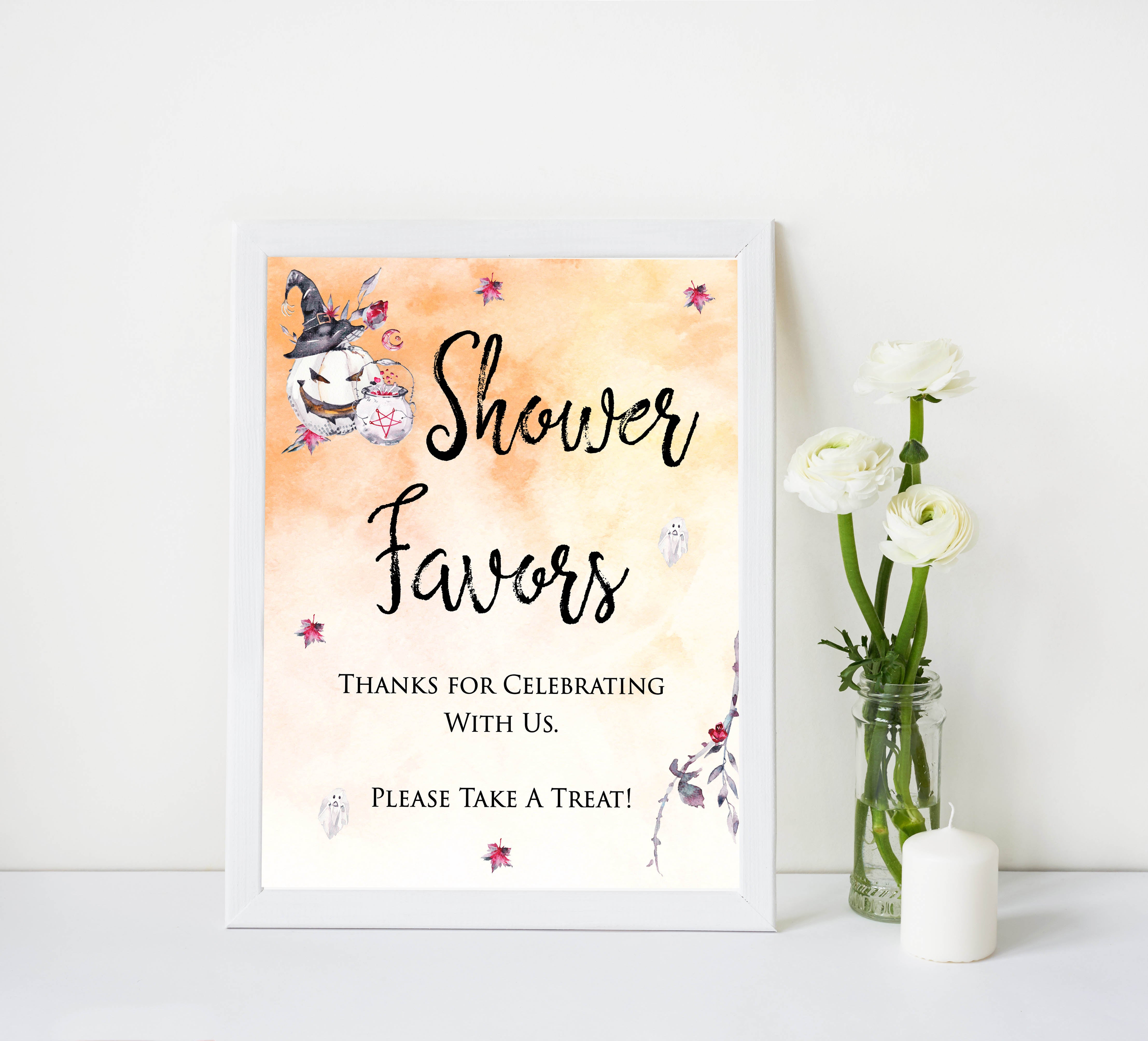 favors baby shower table sign, halloween baby shower table signs, printable baby shower table signs, baby shower signs, table signs, halloween baby shower