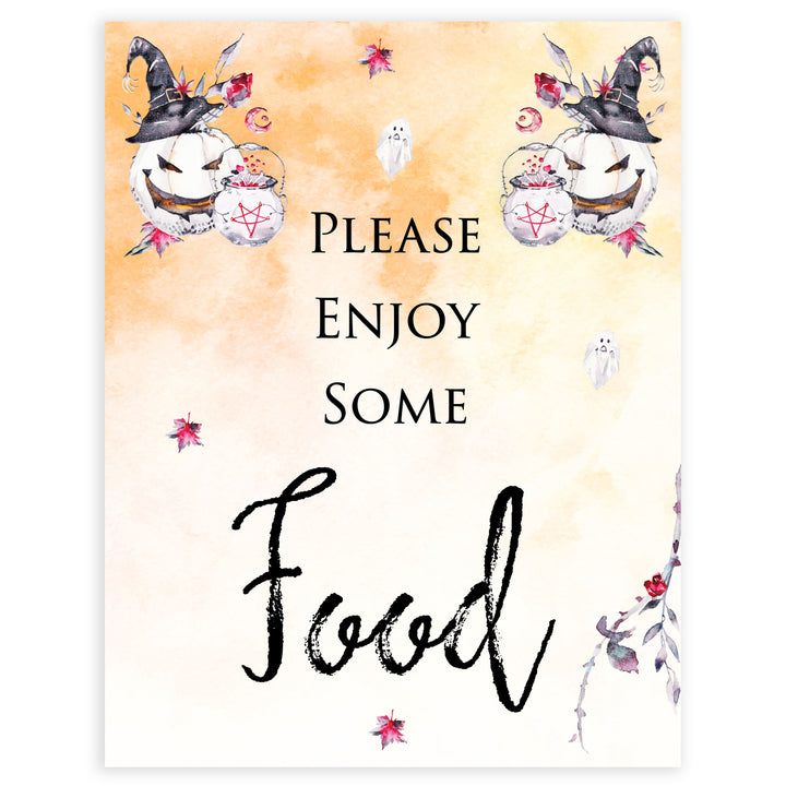 food baby shower table signs, halloween baby shower table signs, printable baby shower table signs, baby shower signs, table signs, halloween baby shower