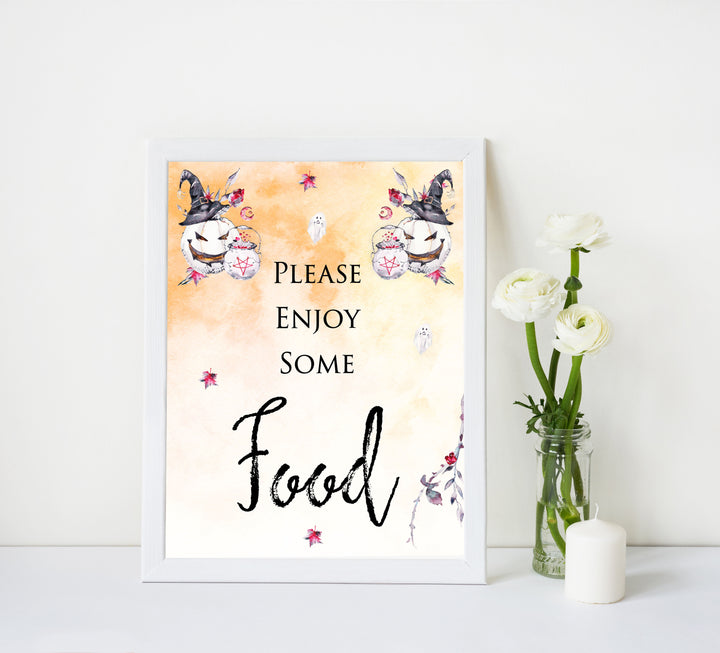food baby shower table signs, halloween baby shower table signs, printable baby shower table signs, baby shower signs, table signs, halloween baby shower
