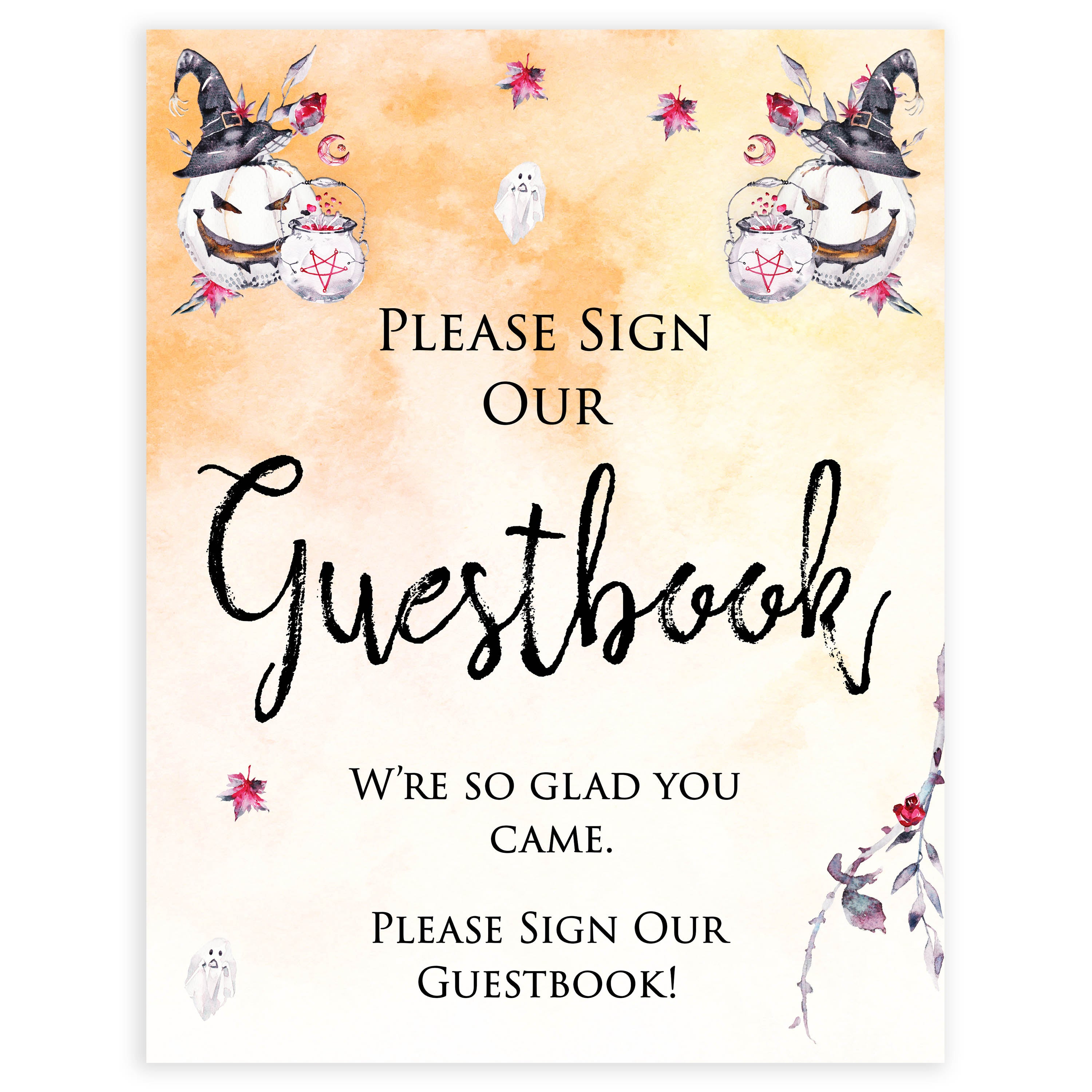 guestbook baby shower table signs, halloween baby shower table signs, printable baby shower table signs, baby shower signs, table signs, halloween baby shower