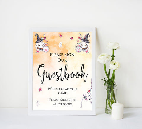 guestbook baby shower table signs, halloween baby shower table signs, printable baby shower table signs, baby shower signs, table signs, halloween baby shower