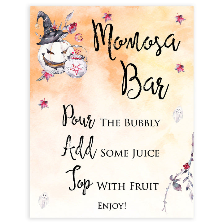 momosa baby shower table signs, halloween baby shower table signs, printable baby shower table signs, baby shower signs, table signs, halloween baby shower