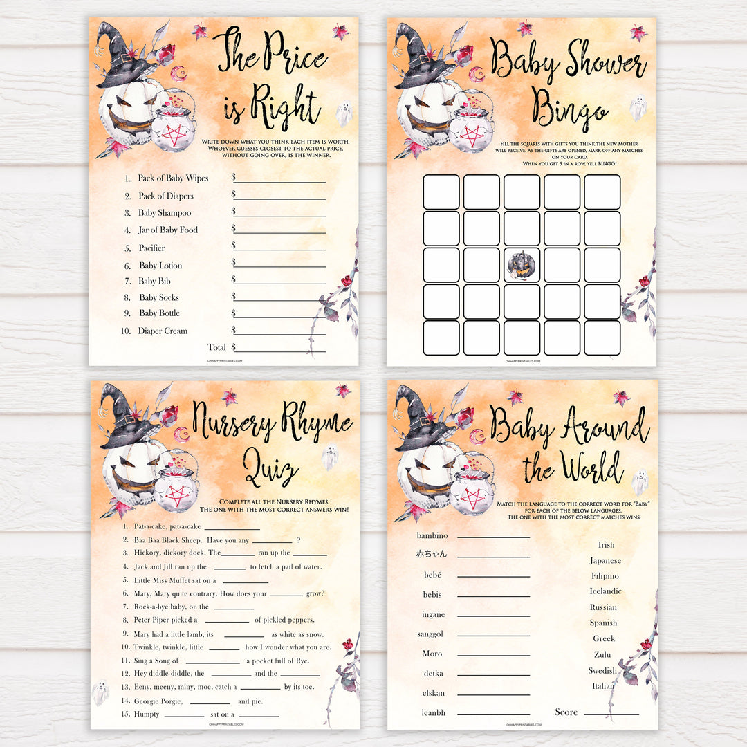 Halloween pumpkin baby games, 7 baby shower games bundle baby games, printable baby games, best baby games, top baby games halloween baby shower, halloween baby ideas, best baby games
