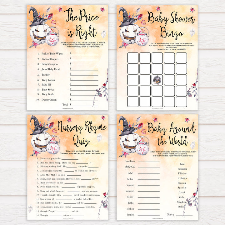 Halloween pumpkin baby games, 7 baby shower games bundle baby games, printable baby games, best baby games, top baby games halloween baby shower, halloween baby ideas, best baby games