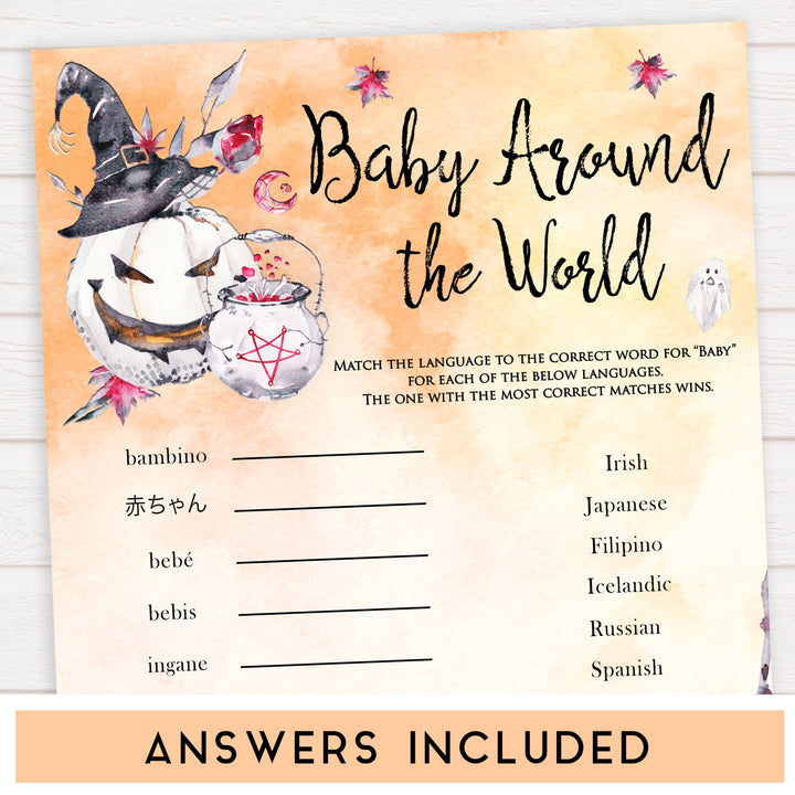 Halloween pumpkin baby games, baby around the world baby games, printable baby games, best baby games, top baby games halloween baby shower, halloween baby ideas, best baby games