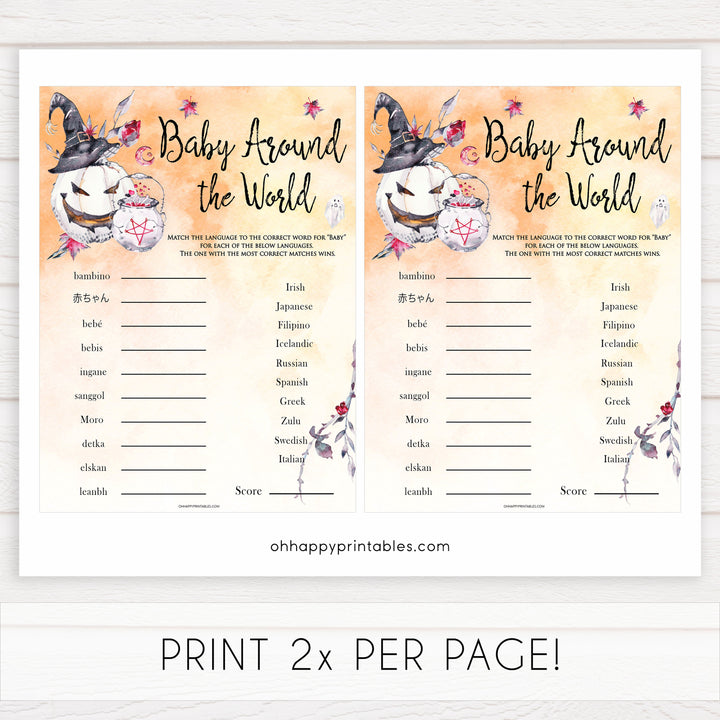 Halloween pumpkin baby games, baby around the world baby games, printable baby games, best baby games, top baby games halloween baby shower, halloween baby ideas, best baby games