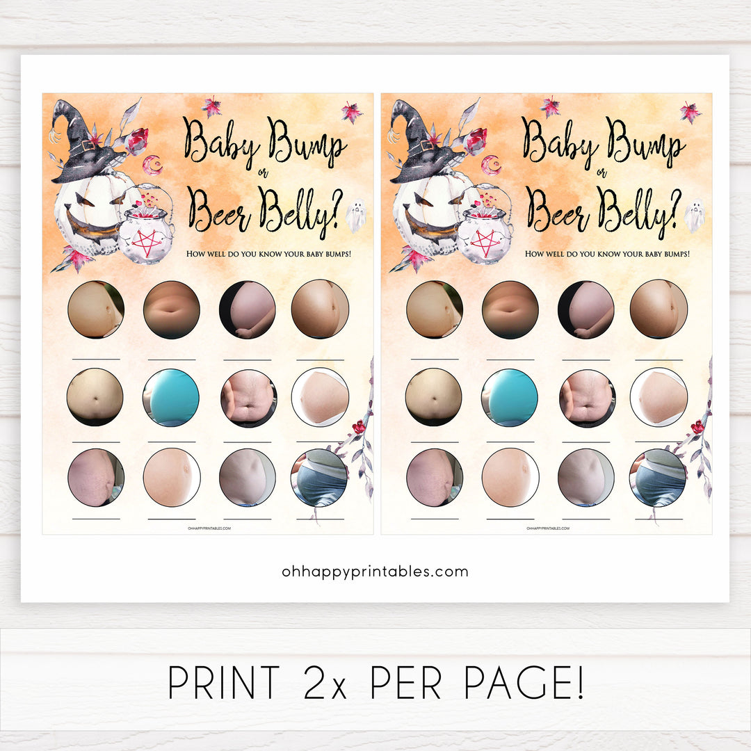 Halloween pumpkin baby games, baby bump or beer belly baby games, printable baby games, best baby games, top baby games halloween baby shower, halloween baby ideas, best baby games