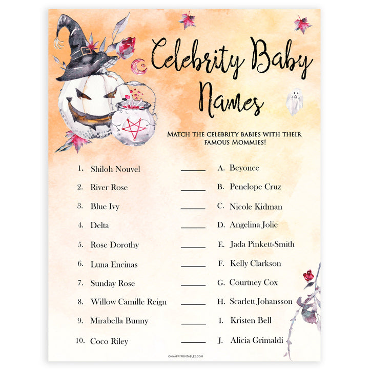 Halloween pumpkin baby games, celebrity baby names baby games, printable baby games, best baby games, top baby games halloween baby shower, halloween baby ideas, best baby games