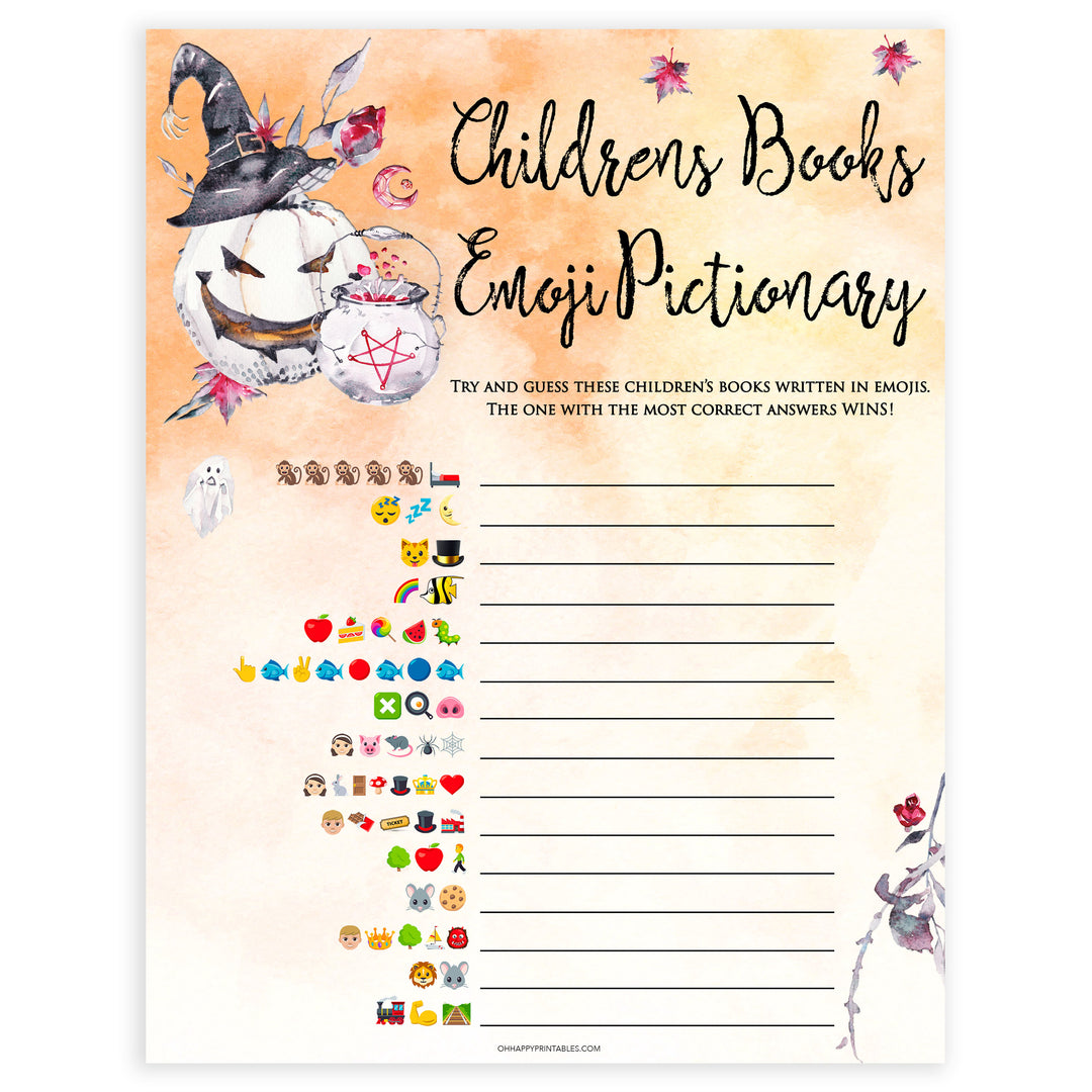 Halloween pumpkin baby games, childrens books emoji pictionary baby games, printable baby games, best baby games, top baby games halloween baby shower, halloween baby ideas, best baby games