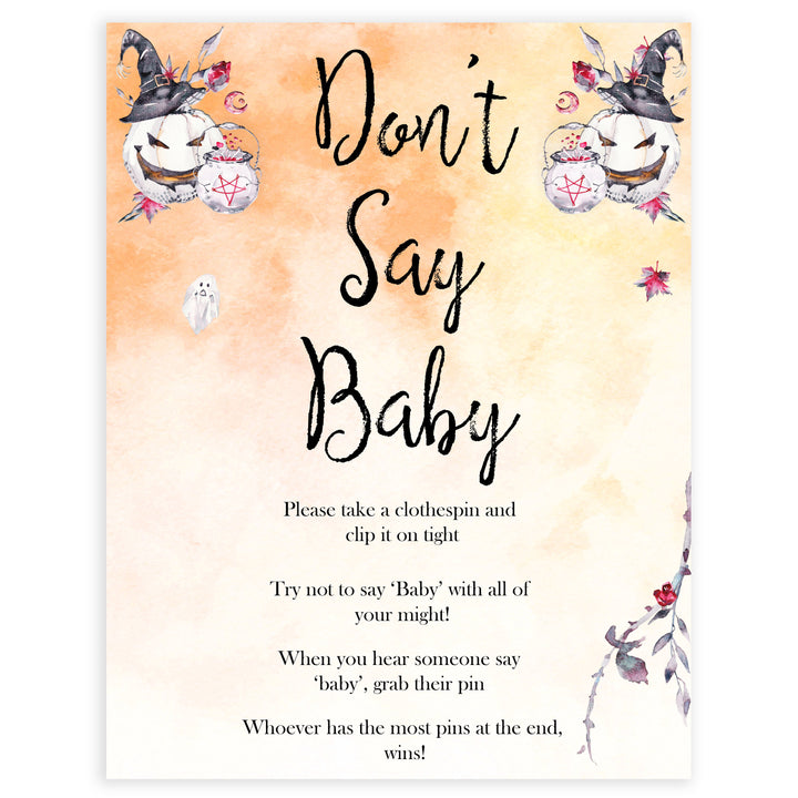 Halloween pumpkin baby games, dont say baby baby games, printable baby games, best baby games, top baby games halloween baby shower, halloween baby ideas, best baby games