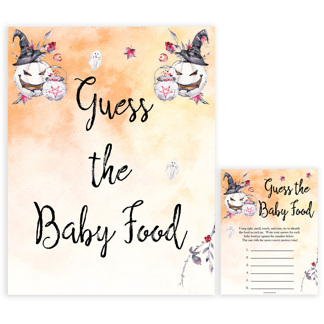 Halloween pumpkin baby games, guess the baby food baby games, printable baby games, best baby games, top baby games halloween baby shower, halloween baby ideas, best baby games