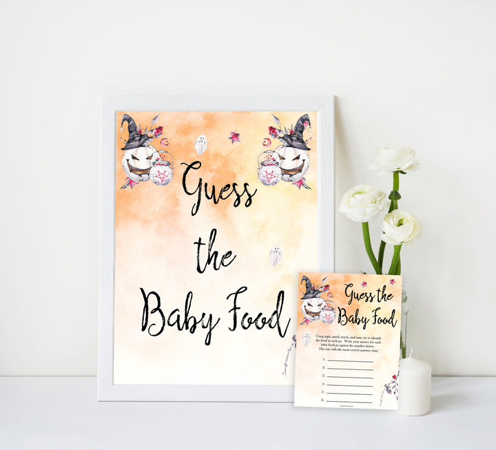 Halloween pumpkin baby games, guess the baby food baby games, printable baby games, best baby games, top baby games halloween baby shower, halloween baby ideas, best baby games