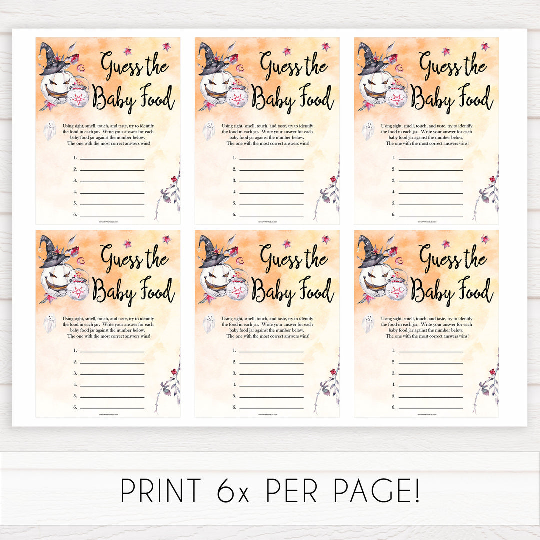 Halloween pumpkin baby games, guess the baby food baby games, printable baby games, best baby games, top baby games halloween baby shower, halloween baby ideas, best baby games