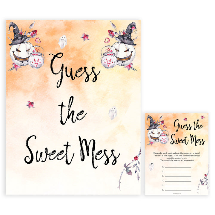 Halloween pumpkin baby games, guess the sweet mess baby games, printable baby games, best baby games, top baby games halloween baby shower, halloween baby ideas, best baby games