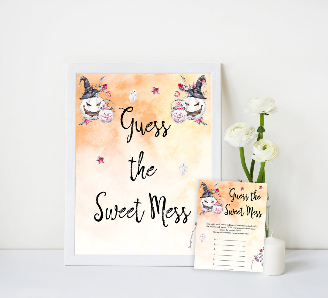 Halloween pumpkin baby games, guess the sweet mess baby games, printable baby games, best baby games, top baby games halloween baby shower, halloween baby ideas, best baby games