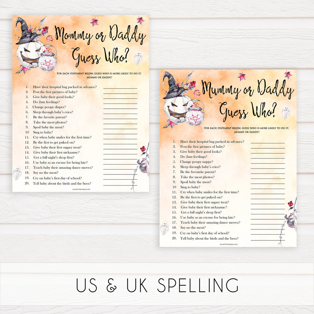 Halloween pumpkin baby games, guess who baby games, printable baby games, best baby games, top baby games halloween baby shower, halloween baby ideas, best baby games