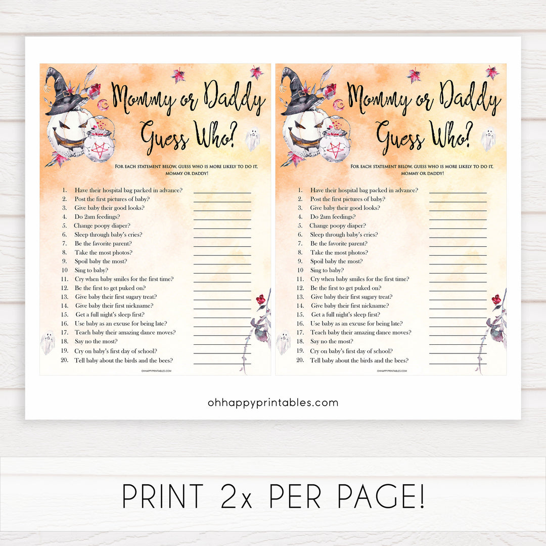 Halloween pumpkin baby games, guess who baby games, printable baby games, best baby games, top baby games halloween baby shower, halloween baby ideas, best baby games