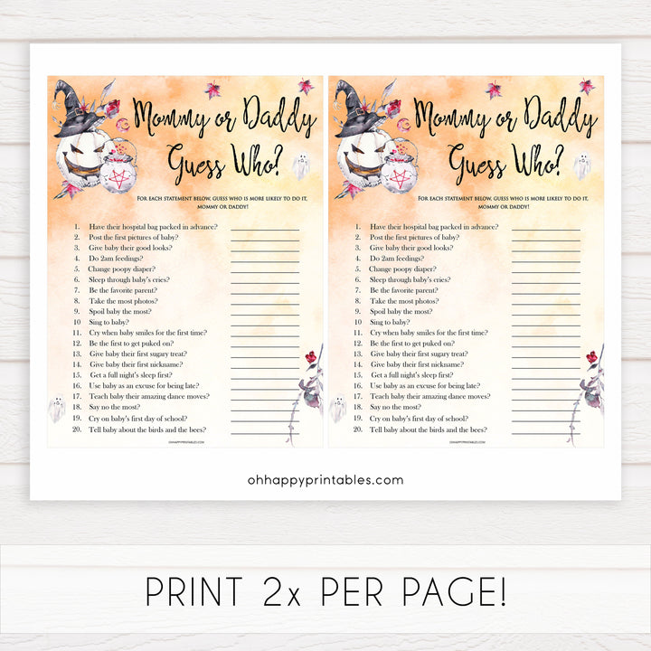 Halloween pumpkin baby games, guess who baby games, printable baby games, best baby games, top baby games halloween baby shower, halloween baby ideas, best baby games