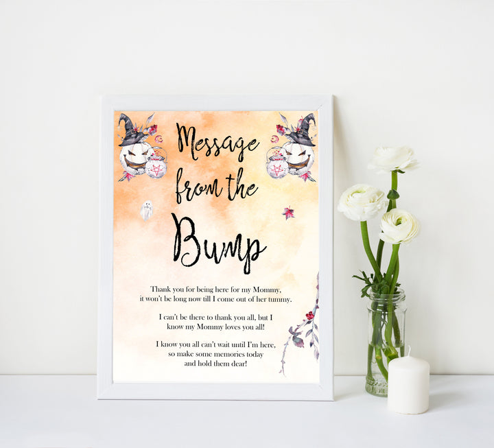 Halloween pumpkin baby games, message from the bump baby games, printable baby games, best baby games, top baby games halloween baby shower, halloween baby ideas, best baby games