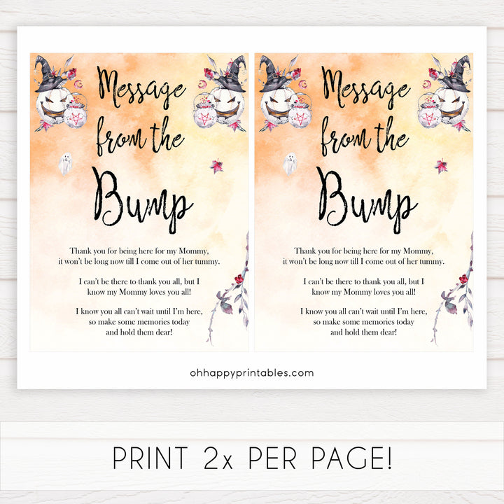 Halloween pumpkin baby games, message from the bump baby games, printable baby games, best baby games, top baby games halloween baby shower, halloween baby ideas, best baby games