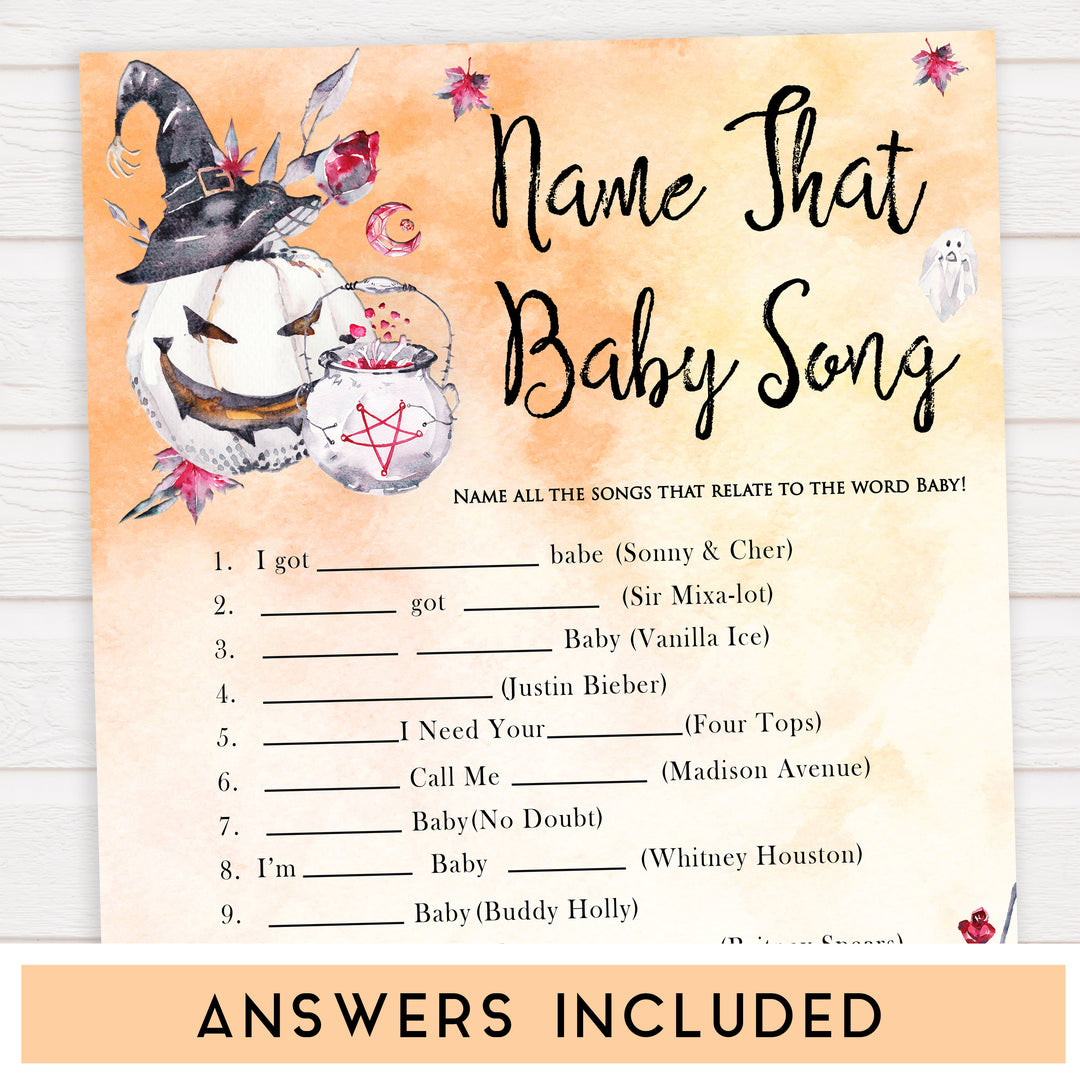 Halloween pumpkin baby games, name that baby song baby games, printable baby games, best baby games, top baby games halloween baby shower, halloween baby ideas, best baby games